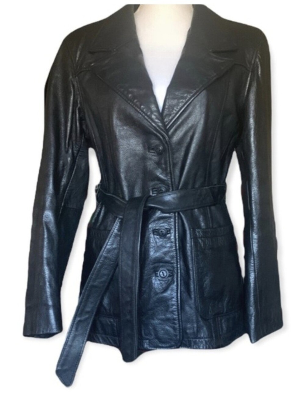 Vintage Wilson Black Belted Leather Jacket Size Mexuim